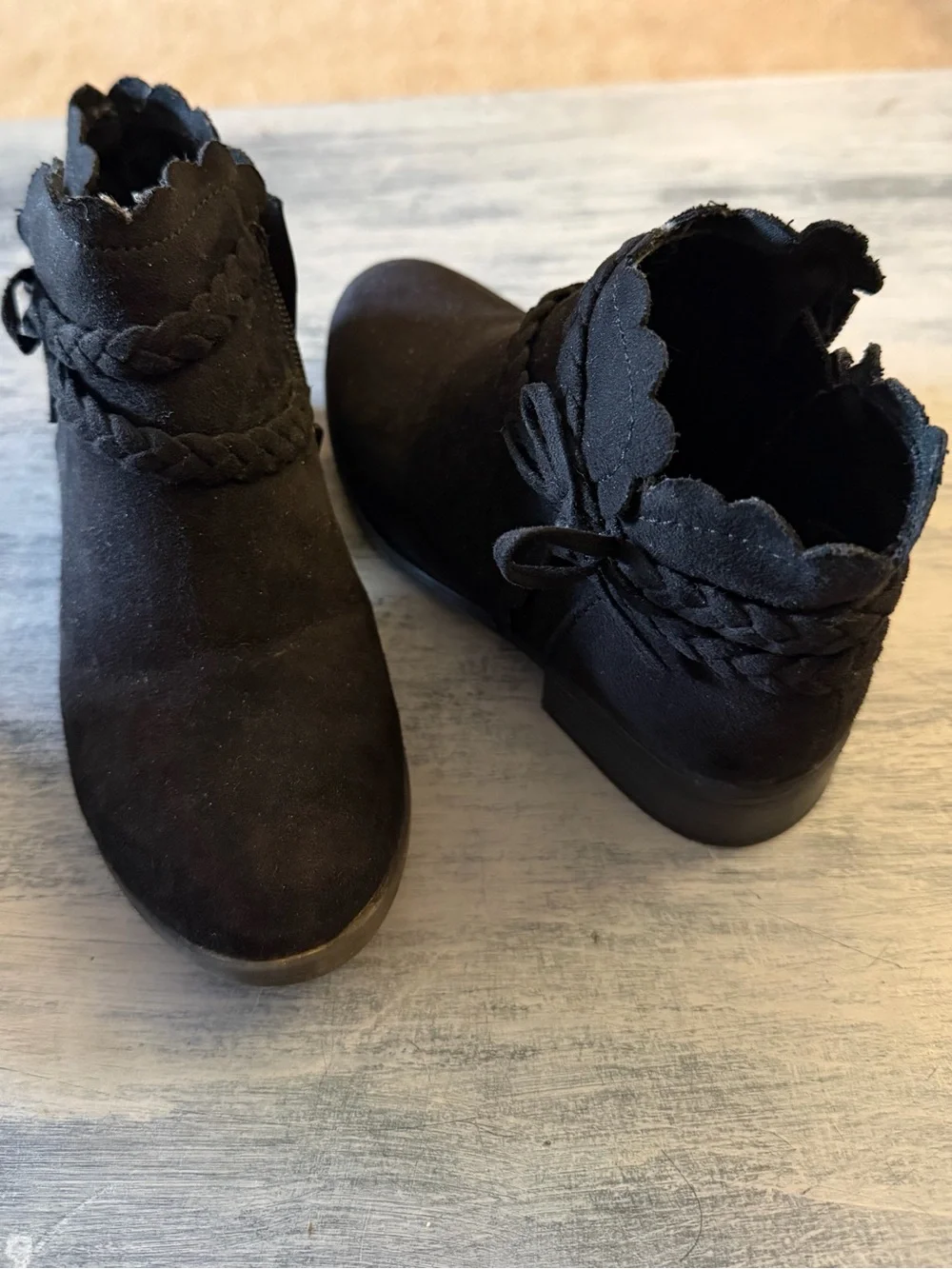 Girls' Black Braided Ankle Boots - Kids Shoes